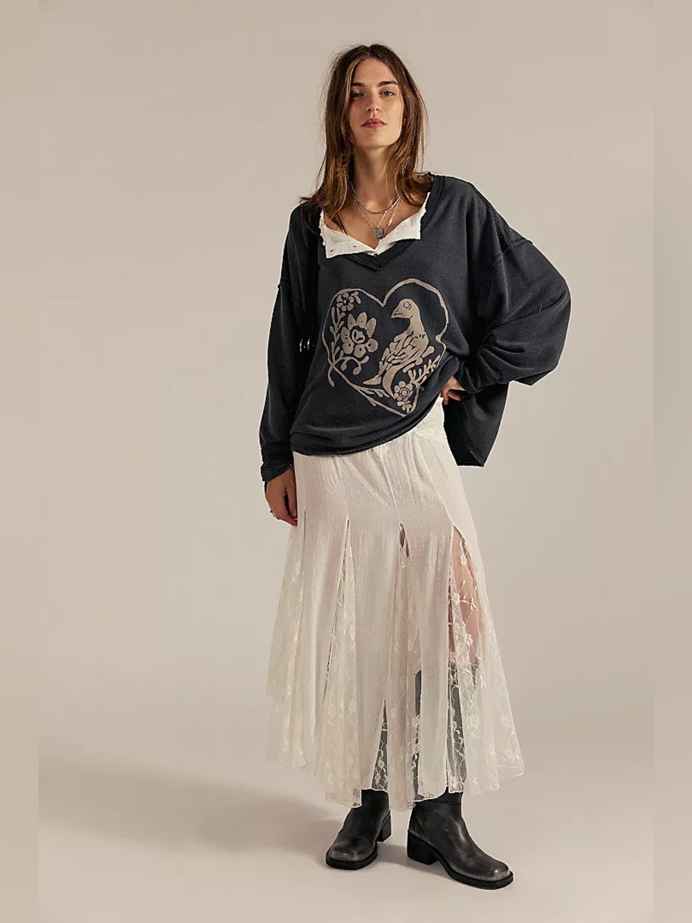 NWOT Free People Graphic Venice V-Neck Pullover